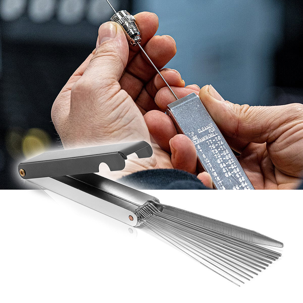 Steelworks nozzle cleaner / stainless steel files 13 in 1 welding accessories for Mig Mag nozzles, autogenic sweat nozzles, soldering iron, hot glue guns, carburetor nozzles