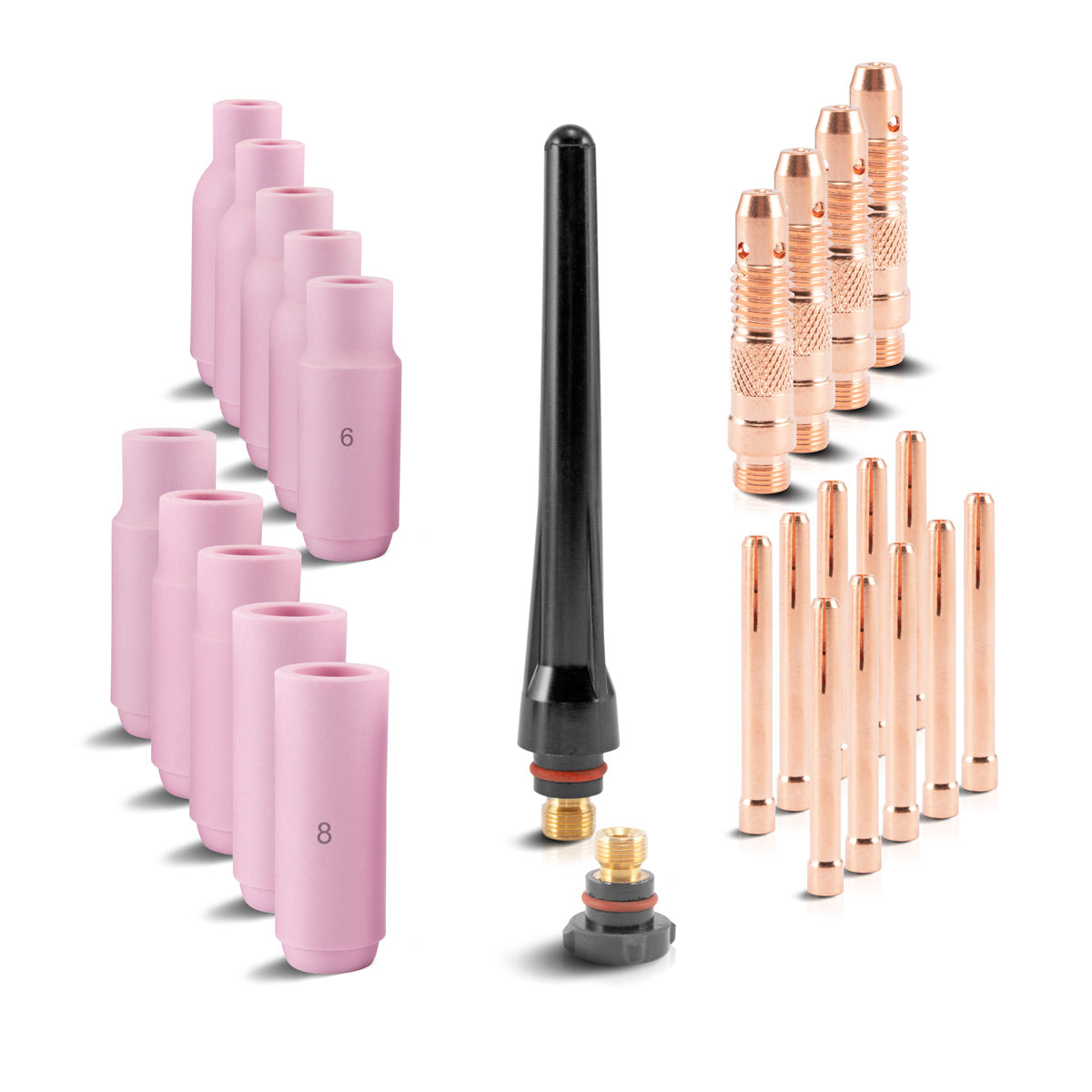 STAHLWERK WP-26 WIG Schweißzubehör Set 26-teilig, Verschleißteile Spannhülsen + Gehäuse + Keramikdüsen für WP-26 WIG-Schweißbrenner