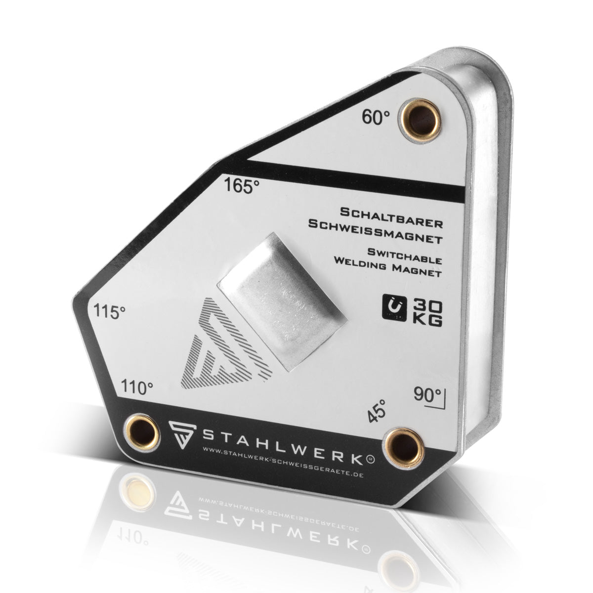 STAHLWERK Magnet-Schweißwinkel Magnetwinkel Schweißmagnet schaltbar 45° bis 165° 30 kg / 66 lbs