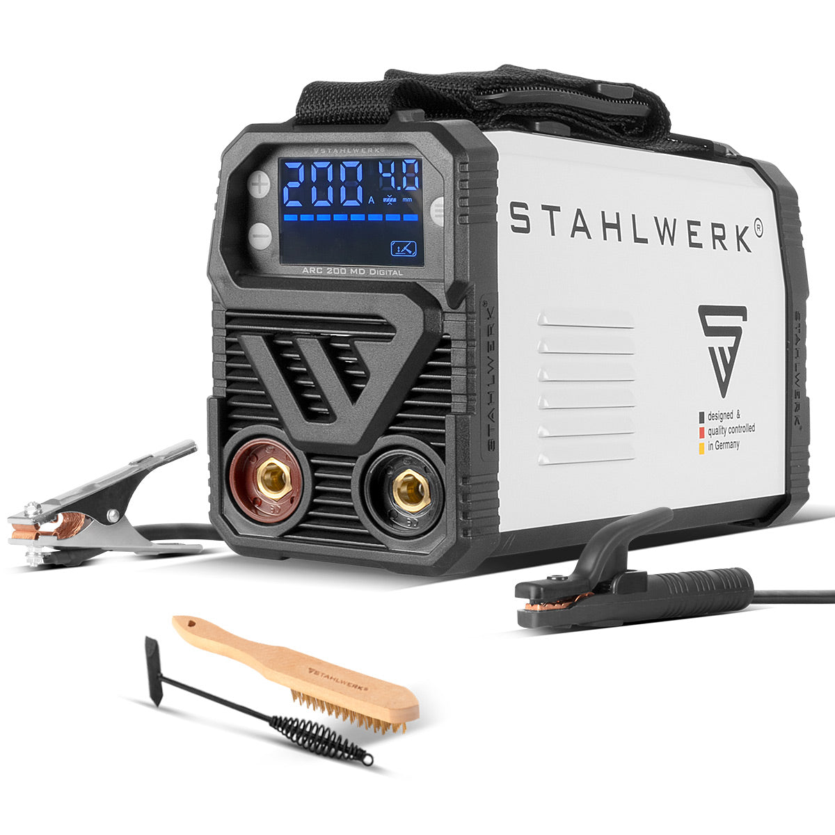 ماكينة لحام STAHLWERK ARC 200 MD Digital - DC MMA | اليد الإلكترونية | عاكس Lift-TIG بقدرة 200 أمبير، شاشة رقمية، تقنية IGBT ولوحة واحدة