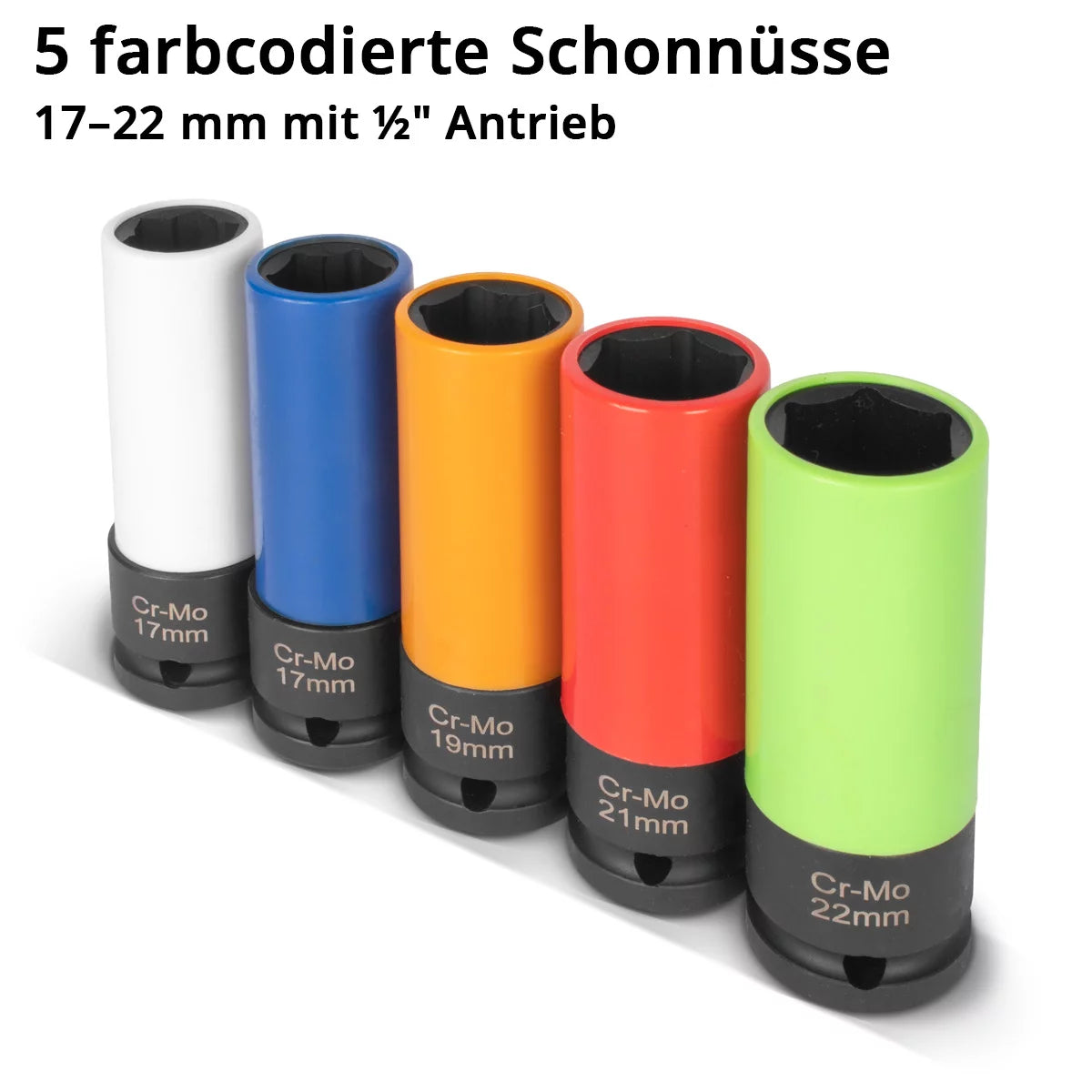 STAHLWERK wheel hub disassembly and cleaning set | 16 pieces | 4 turning nuts | 5 soft nuts | 1/2" drive | 17-22 mm | 2 cup brushes 65/75 mm with adapter M14 x 2 | Extension | 12 mm punch