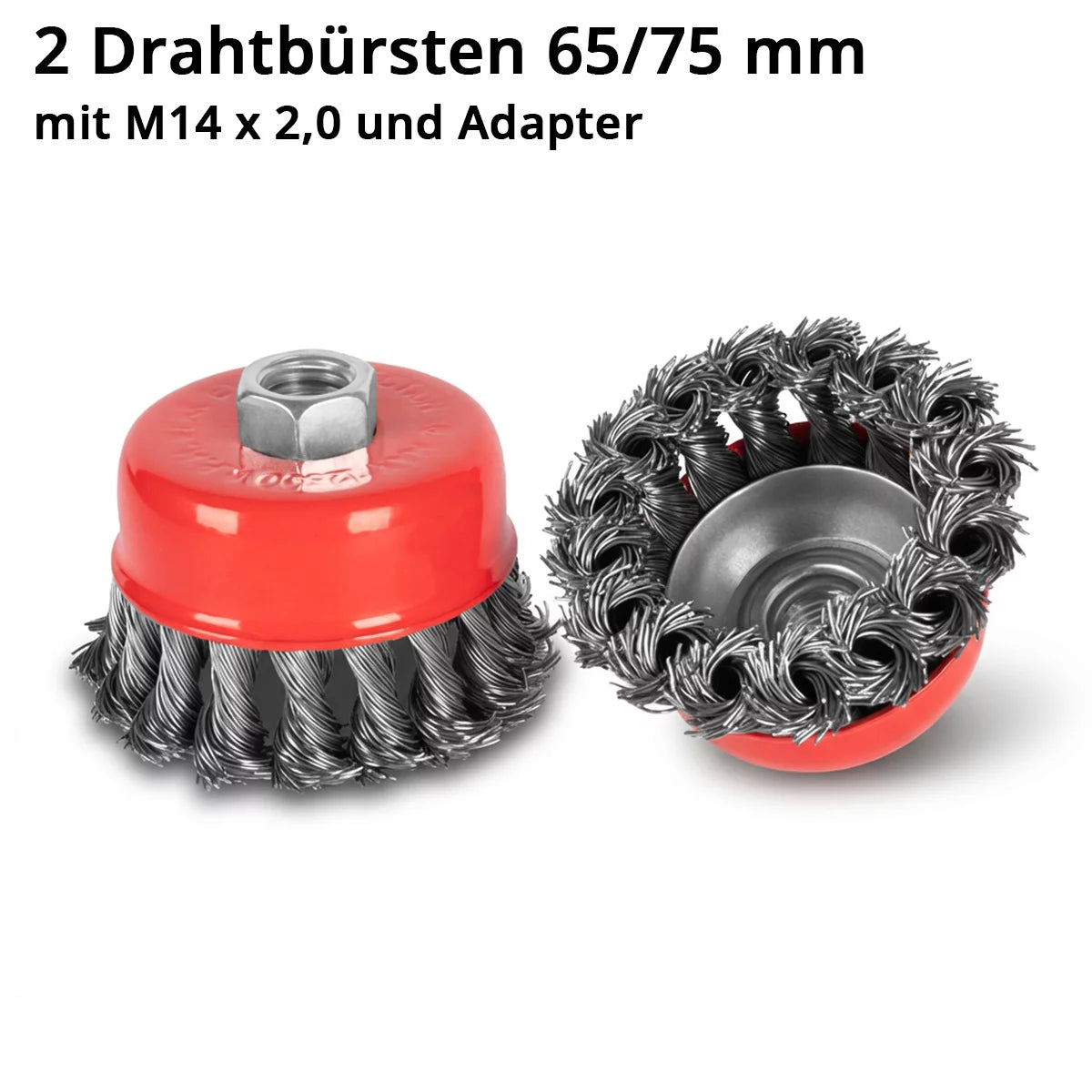 Set de desmontaje y limpieza de bujes de rueda STAHLWERK | 16 piezas | 4 tuercas giratorias | 5 nueces blandas | Entrada 1/2" | 17-22 mm | 2 cepillos copa 65/75 mm con adaptador M14 x 2 | Alargador | Punzón 12 mm