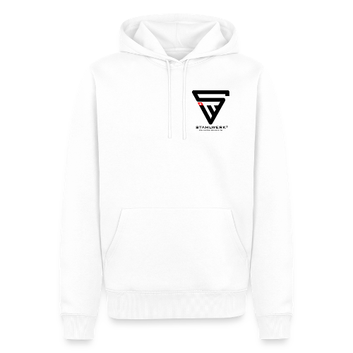 STAHLWERK-SCHWEIZ Premium ORGANIC hoodie hoodie / sweat jacket in white with logo print - various sizes