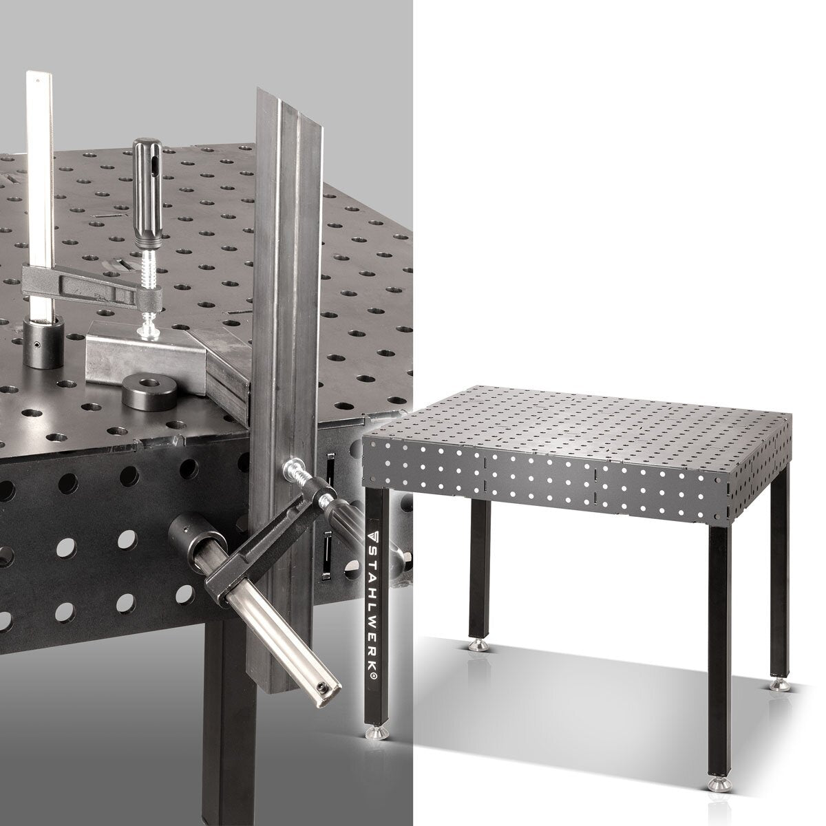 STAHLWERK 3D Schweißtisch WT-100 3D ST mit 1.000 kg Tragkraft, D16 Lochsystem und 6 mm Arbeitsplatte 100 x 80 cm, Montagetisch DIY-Bausatz zum Selbstschweißen aus Carbonstahl mit nivellierbaren Füßen