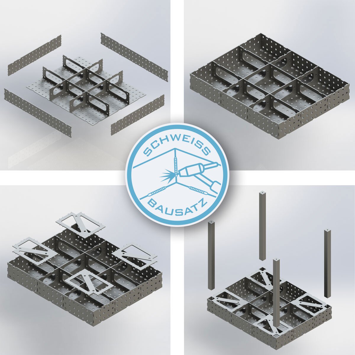 STAHLWERK 3D Schweißtisch WT-100 3D ST mit 1.000 kg Tragkraft, D16 Lochsystem und 6 mm Arbeitsplatte 100 x 80 cm, Montagetisch DIY-Bausatz zum Selbstschweißen aus Carbonstahl mit nivellierbaren Füßen