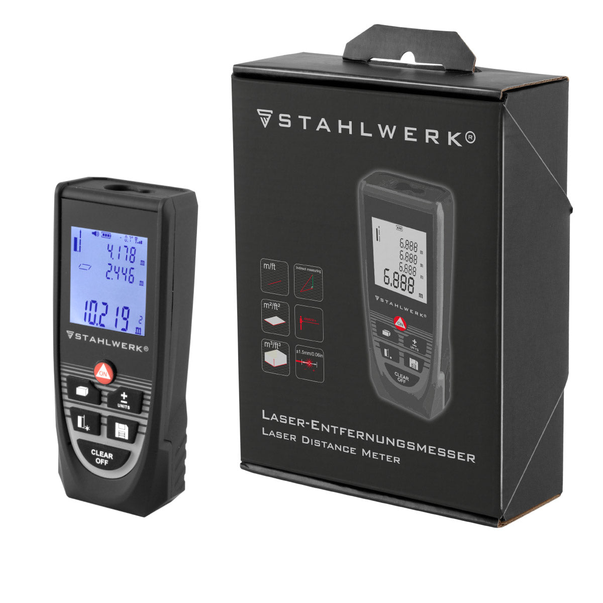Laser Steelworks Remantant couteau L-60 ST jusqu'à 60 mmètres de distance avec dispositif de mesure numérique, distance et distance de distance à distance pour les distances et le contenu de l'espace sur les sites de construction ou à l'intérieur