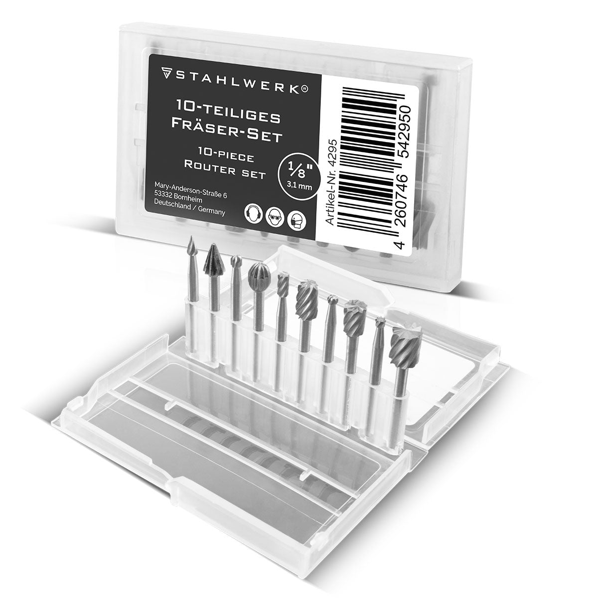 STAHLWERK Fräser-Set für Multifunktionswerkzeuge aus hochwertigem HSS-Stahl 10-teilig