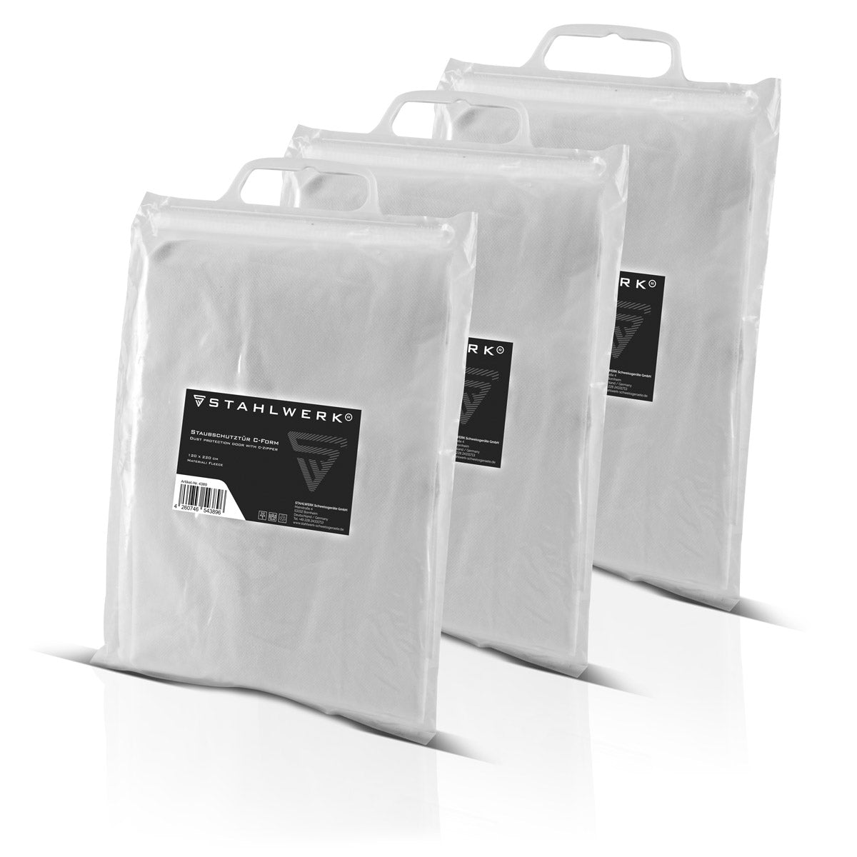 Stahlwerk Staub Protection Porte 3 Set C-Shape Casque Doche de poussière / Cercure de saleté / Curtain de poussière avec une fermeture à glissière intégrée