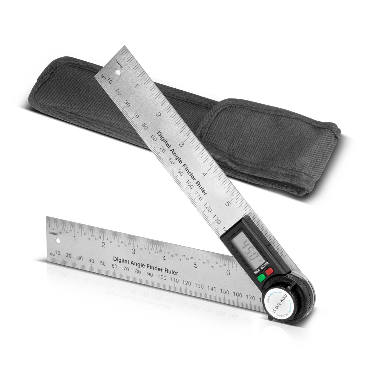 STAHLWERK digital protractor DWM-200 ST with 180 mm measuring range 360° precision angle measuring device | Gauge | Stainless steel angle ruler