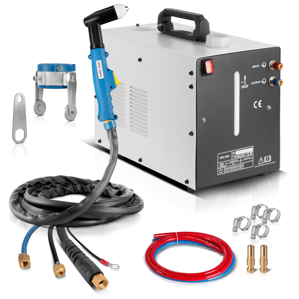Stahlwerk WSD-200 Brûleurs de coupe en plasma refroidis par eau jusqu'à 200 un brûleur de coupe coupé | Plasma Grenner avec un ensemble de tuyaux de 5 m et une entretoise séparée, y compris un refroidisseur d'eau avec un réservoir de 370 W et 6 L