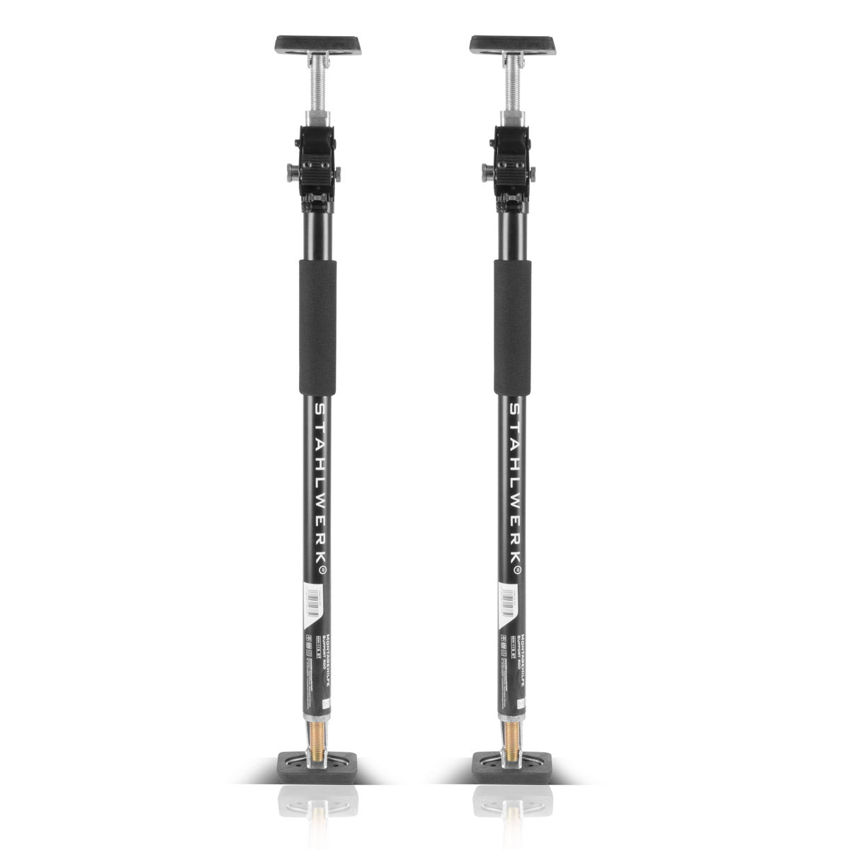 Soporte de ensamblaje de Steelworks | Baustützen MH-115 ST 2 SET 66-115 cm, 40 kg de capacidad de carga, tensor de puerta robusto | Soporte telescópico | Soporte de tensión
