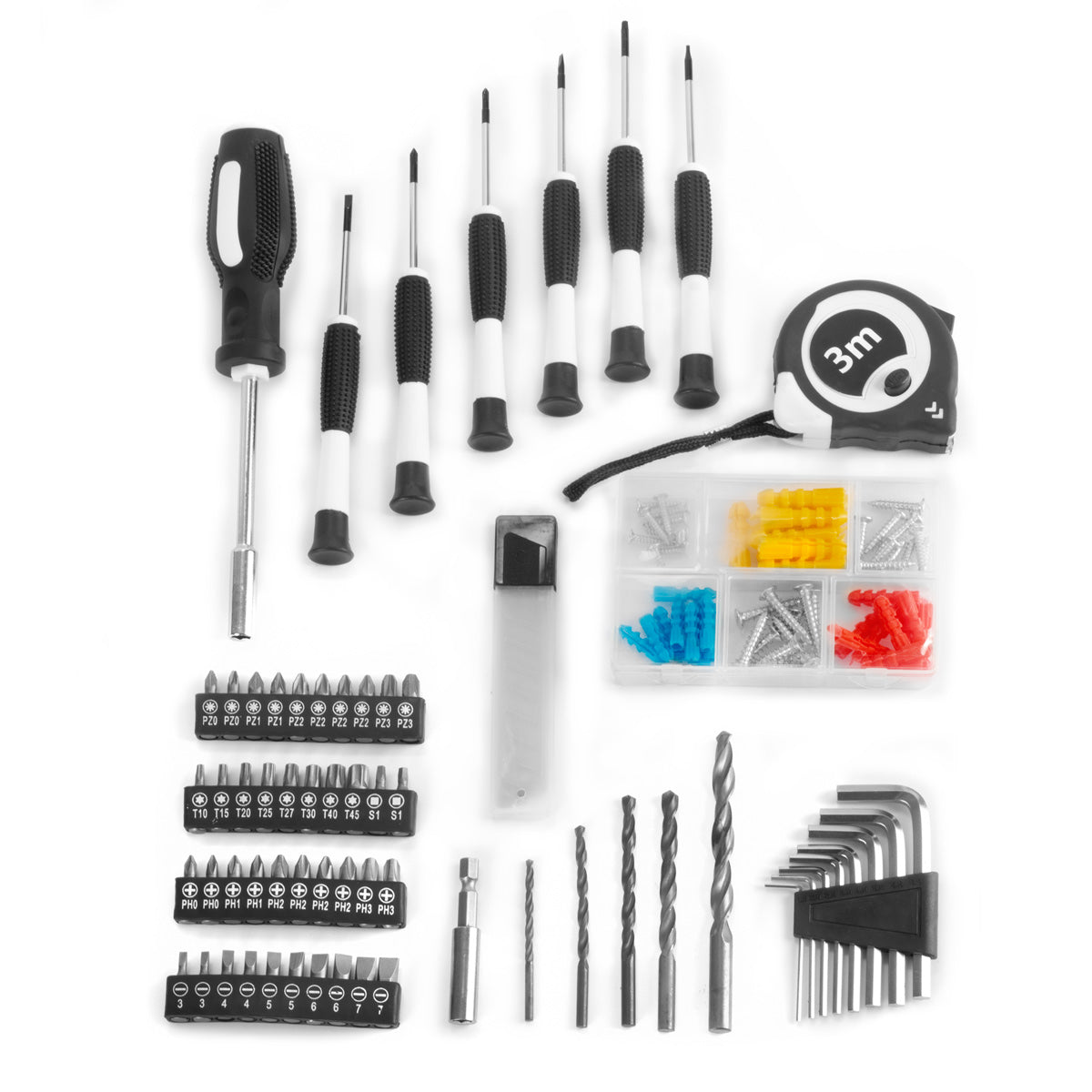STAHLWERK Heimwerker Set HTS-109 ST Werkzeugkoffer | Tool Box | Werkzeugkasten mit 108-teiligem Werkzeug Set aus Schraubendrehern, Steckschlüsseln, Zangen, Hammer, Maßband, Bit-Set und Zubehör