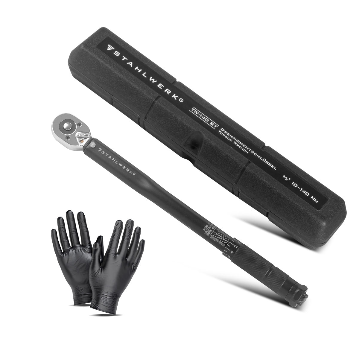 STAHLWERK Drehmomentschlüssel TW-140 ST 10-140 Nm 3/8“ Zoll Umschaltknarre | Ratschenschlüssel | Ratsche | Knarre mit Mikrometerskala