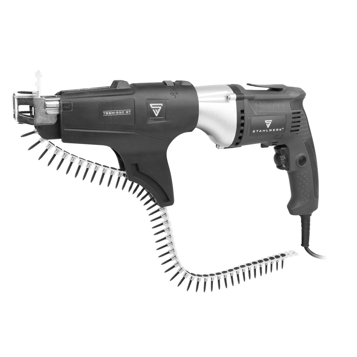 Cacciavitore per muro a secco in acciaio con carrello di caricatore -550 ST con 550 W e da 0 - 5500 giri / min veloce cacciavite rapido | Cacciavite da costruzione | Cacciavite elettrico | Cacciavite di costruzione rapida | Cacciavite a rivista