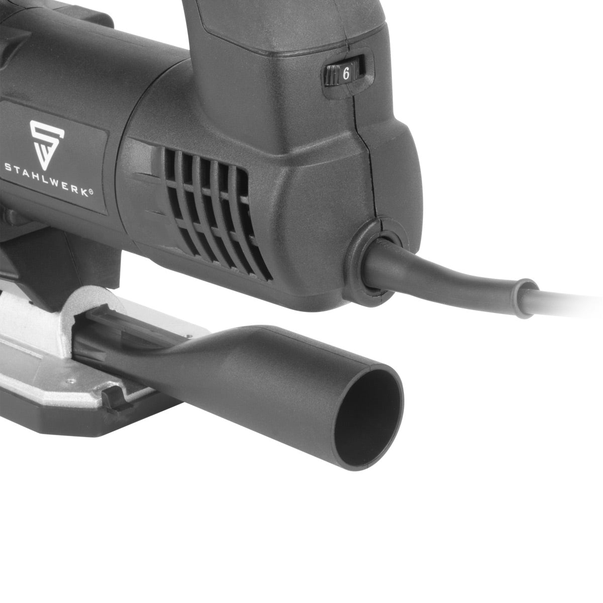 Stahlwerk Stab Saw JSB -750 St con 700 W, 600 - 2,800 rpm y 45 ° Angle de inclinación Sierra eléctrica | Péndulo sierra | Sierra de trazo de péndulo con riel guía para aserrar madera, metal y plástico