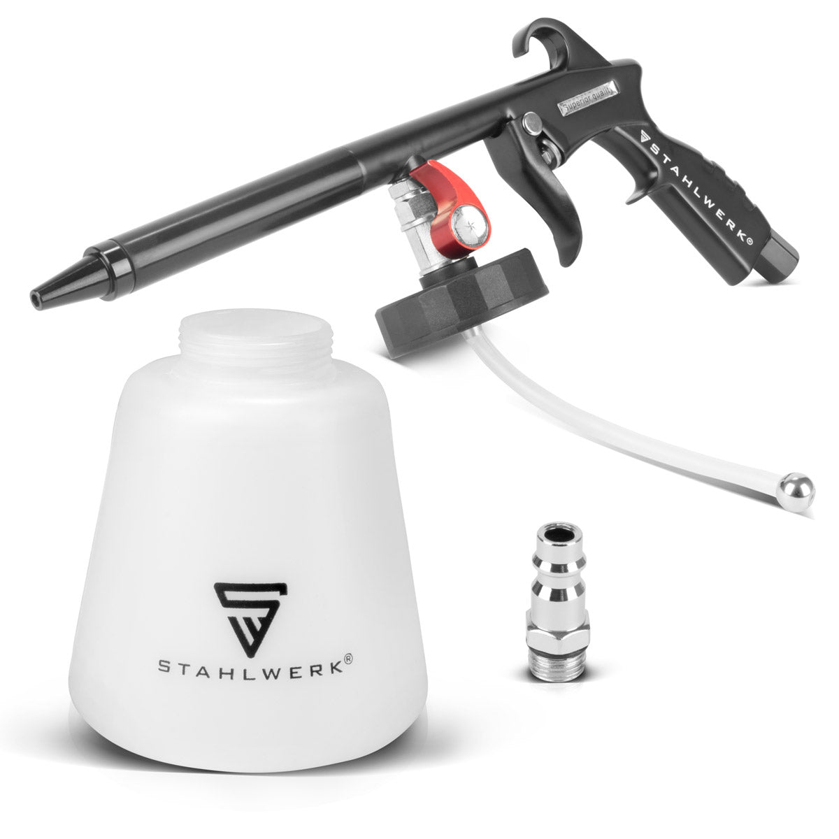 Steelworks compressed air cleaning pistol RP-93 ST | Professional compressed air cleaner for effective car wash and cleaning of different surfaces | Blowing pistol for vehicle preparation with removable 1 liter container