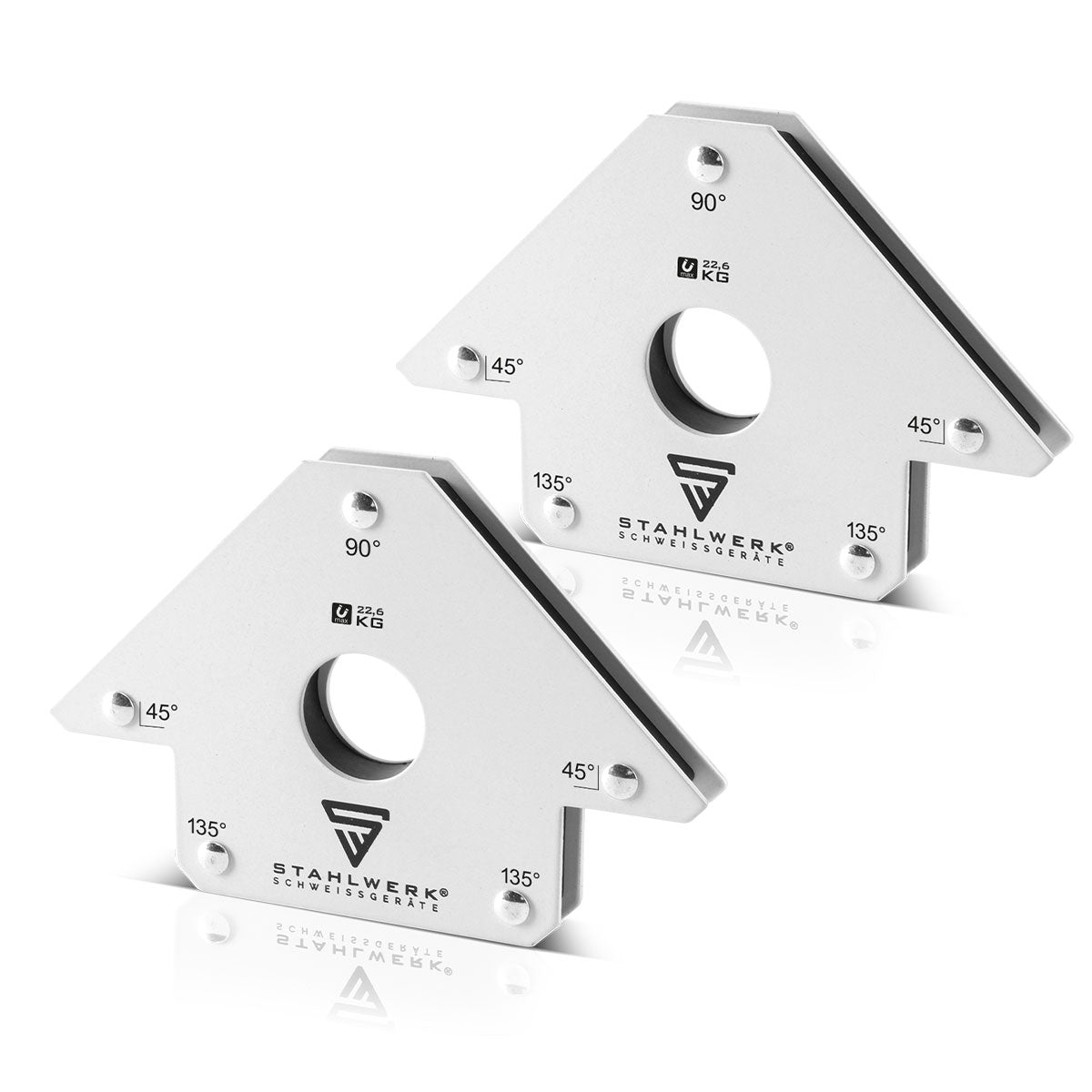 STAHLWERK 2 × angle de soudage magnétique aimant de soudage d'angle magnétique 45° x 90° x 135°, 22,6 kg / 50 lbs