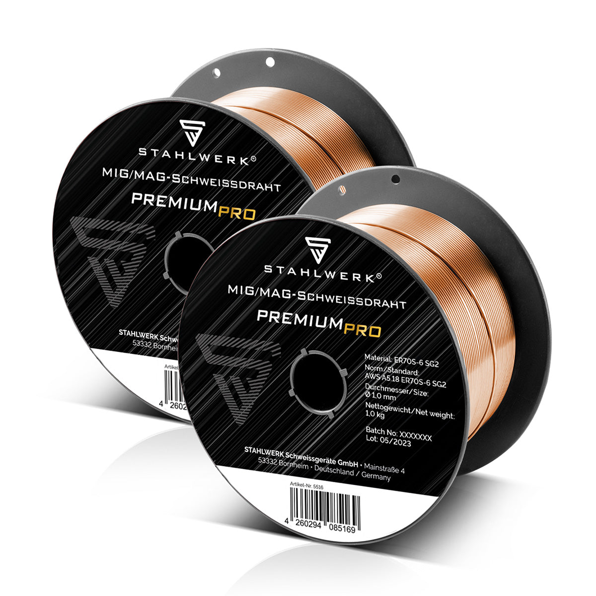 Steelworks 2 x MIG Mag Widding fil ER70S-6 SG2 Ø 1,0 mm S100 / D100 rouleau de fil 1 kg