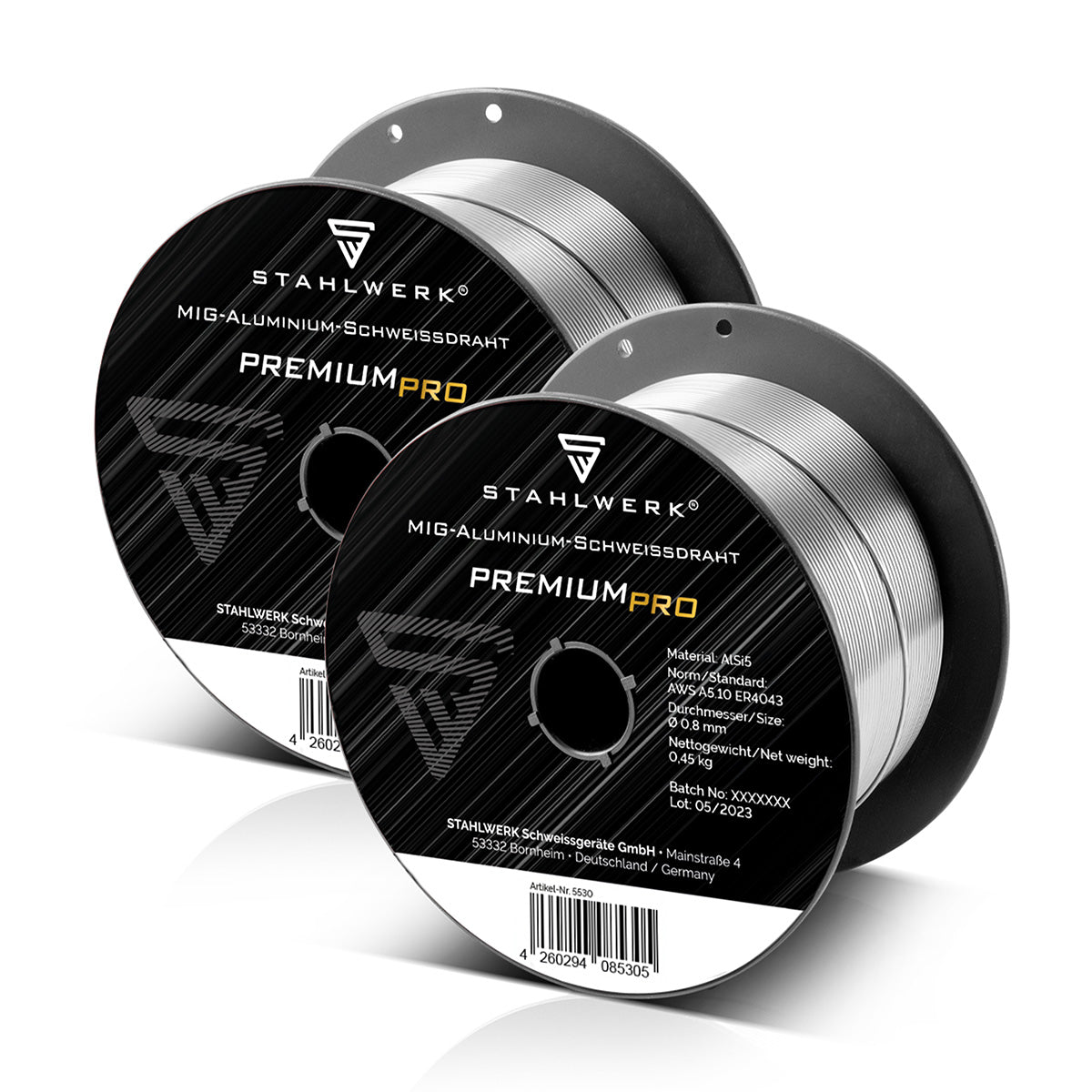 Stahlwerk Mig Mag Aluminio de aluminio ER4043 SI5 (Alsi-5) Ø 0.8 mm 0.45 kg de alambre en el set de 2