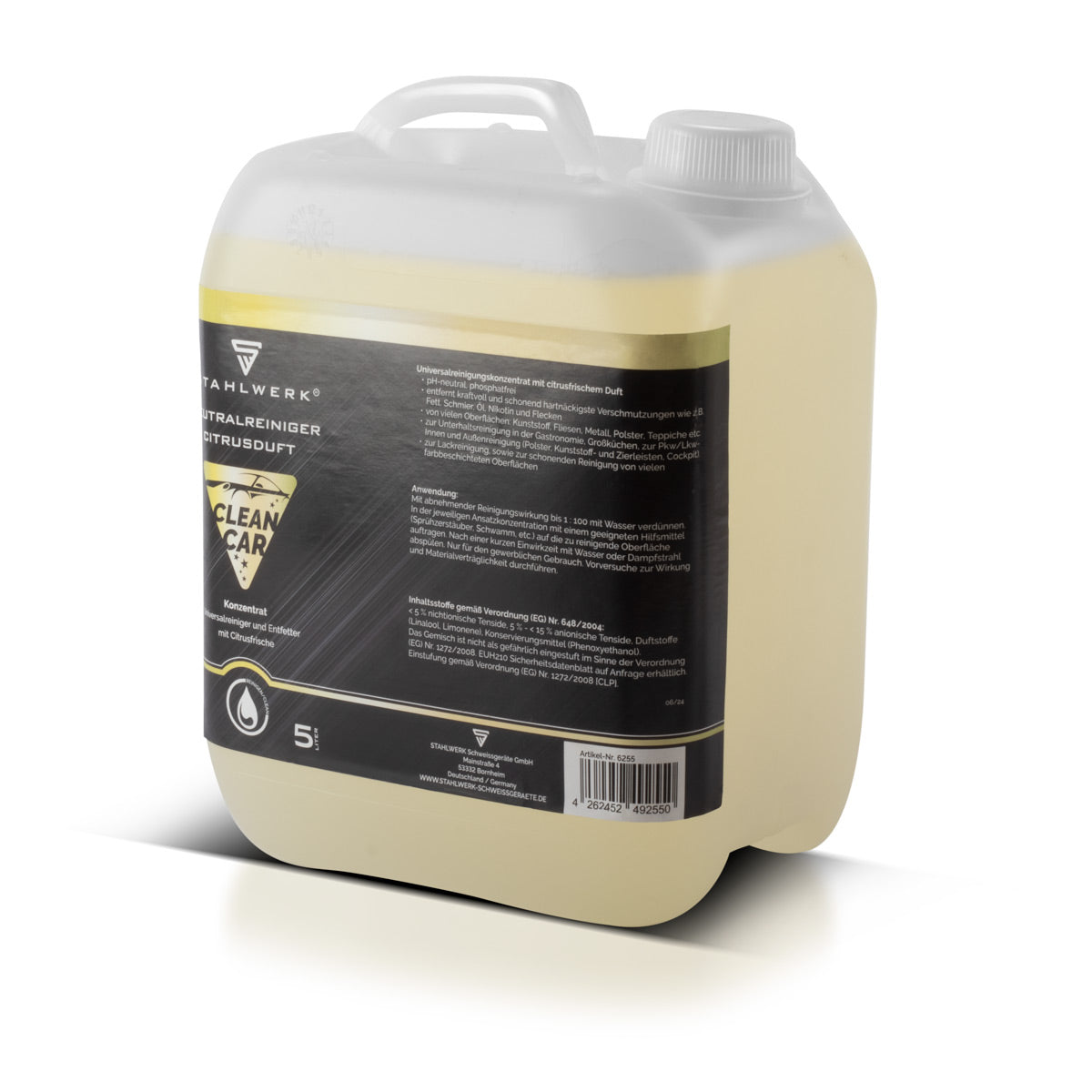 Steelworks Universal Cleaner Concentrado con fragancia cítrica 5 litros de botes de poderosos limpiadores | Agente de limpieza | Limpiador de espuma | All -Puros Cleaner | Concentrado de limpieza | Limpiador neutral para las pistolas de limpieza