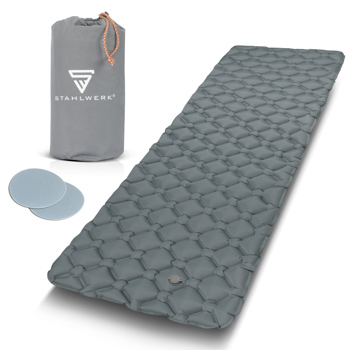 Catchante de aire de acero LM-70 ST 200 x 70 cm Camino de aire inflable | Colchón de campamento | Ismatte | Alfombra de sueño | Travelumes que incluye bolsa de transporte para acampar y al aire libre