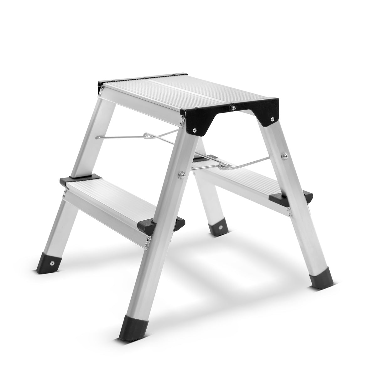 Escalera de Steelworks TL-22 St con 150 kg de capacidad de carga y 2 pasos Conductor de aluminio | Conductor plegable | Paso plegable | Gerente de múltiples posiciones | Gerente de Hogar | Permanezca escalera con coles que no