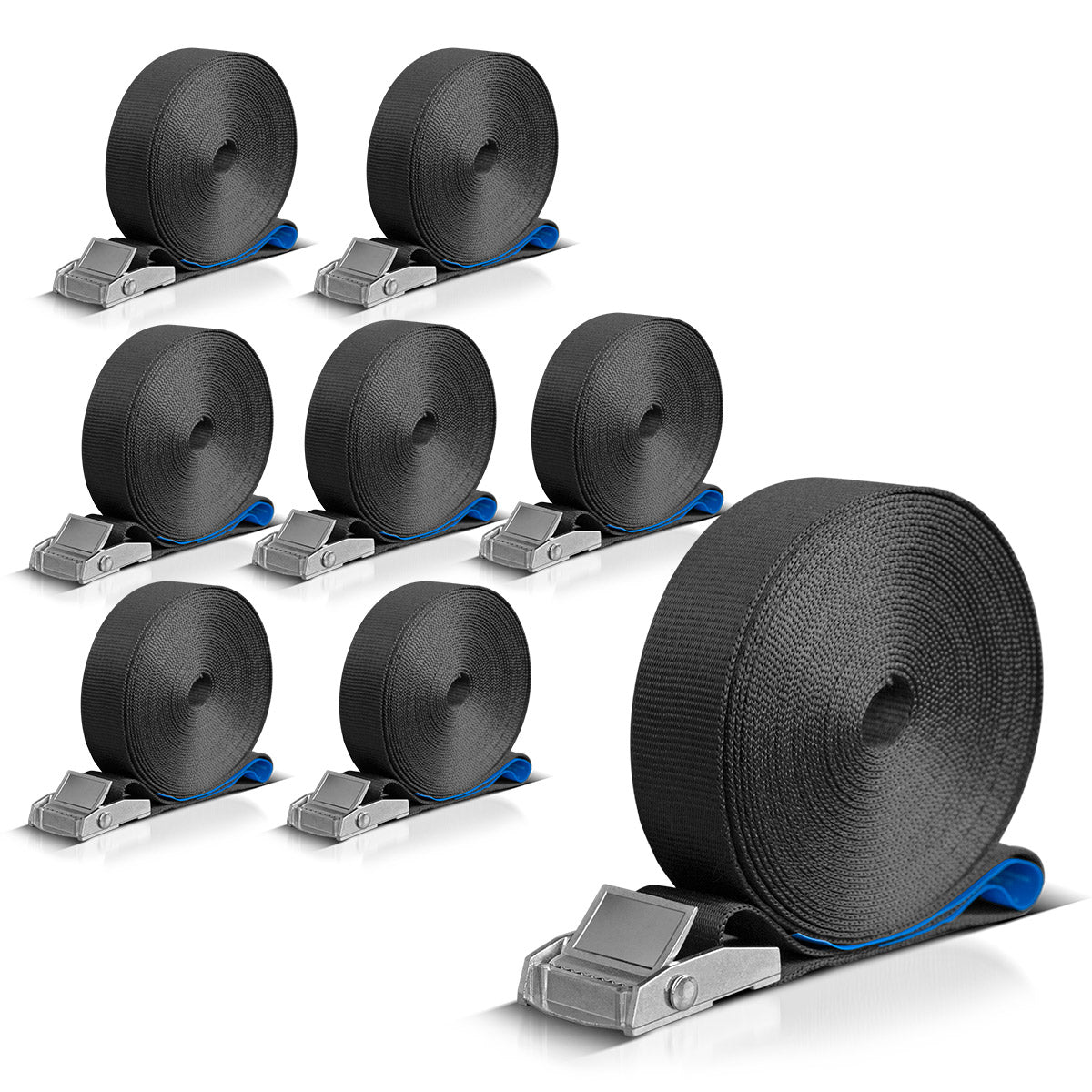 STAHLWERK Spanngurt 8er Set 6 m x 25 mm LC 250 daN Befestigungsriemen | Zurrgurt mit Klemmschloss TÜV/GS geprüft