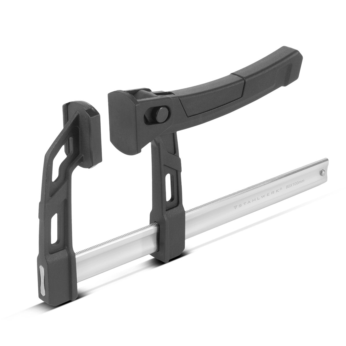 Steelworks lever clamp 80x100 mm | powerful clamping clamp with 100 kg of pressure power | Quick tensioner for precise fixing of workpieces | Stable compound with span 100 mm, clamping depth 80 mm