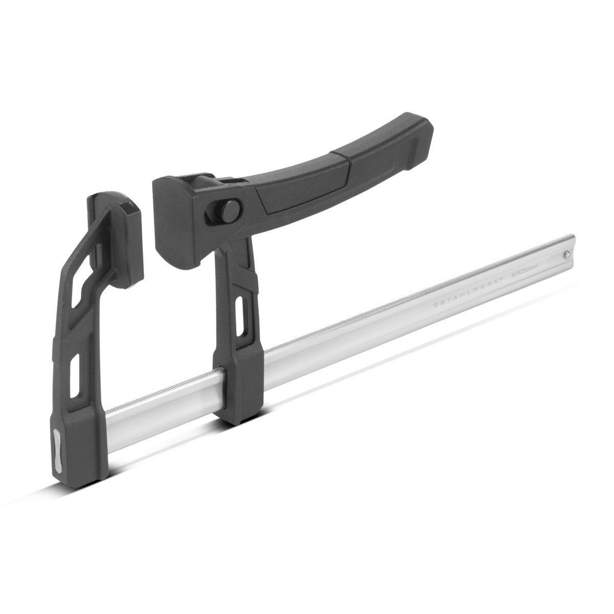 Steelworks lever clamp 80x250 mm | powerful clamping clamp with 100 kg of pressure power | Quick tensioner for precise fixing of workpieces | Stable compound with span 250 mm, clamping depth 80 mm