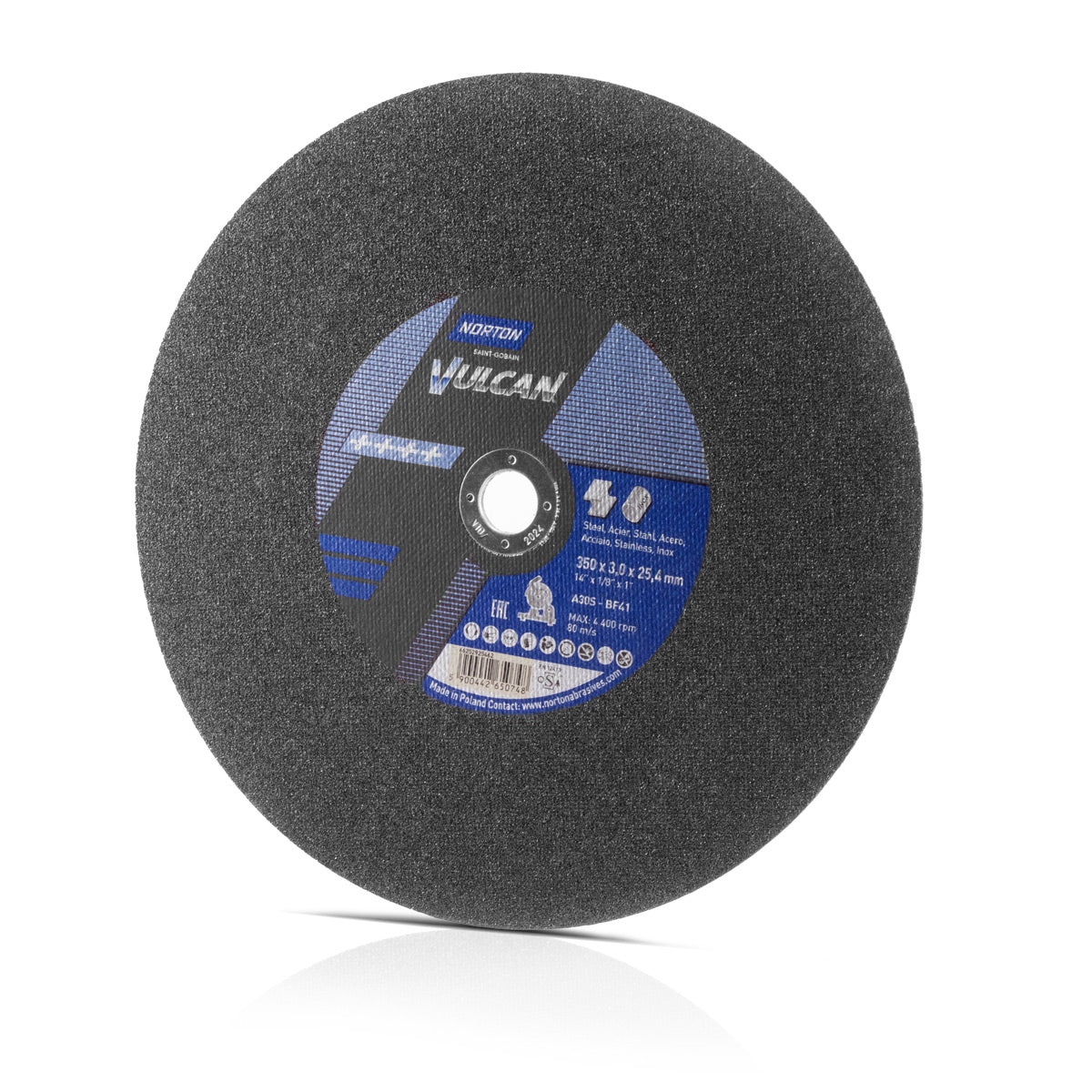 Steelworks Norton Separating Disco Blade Universal Saw Blade para sierras de corte de metal / sierra circular de metal 350 x 3.0 x 25.4 mm / 10 "