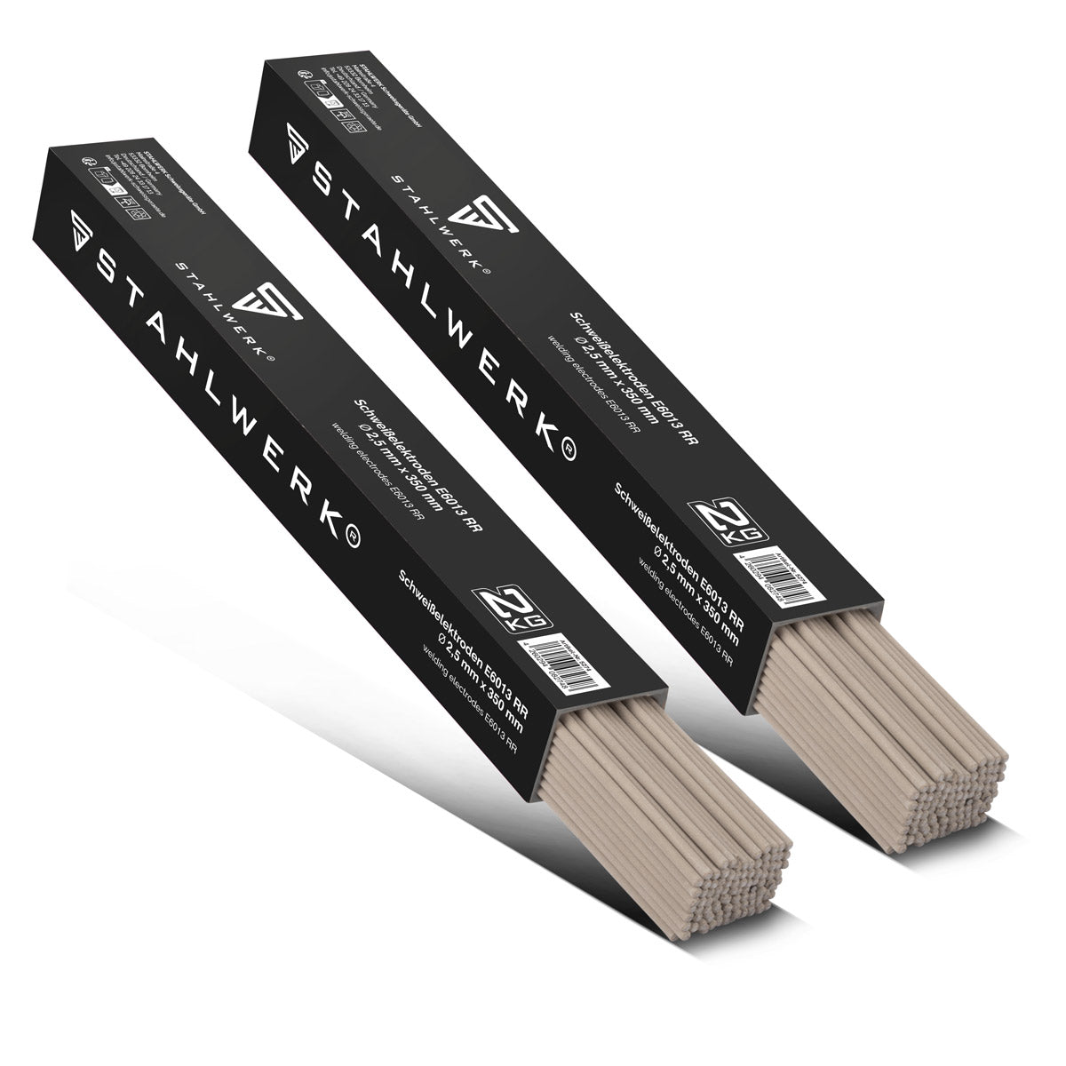 STAHLWERK 2 elettrodi rivestiti AWS E6013RR con rivestimento rutile spesso 2,5 x 350 mm, corrente di saldatura 50-90 A, elevata purezza chimica, 2 kg MMA ARC.