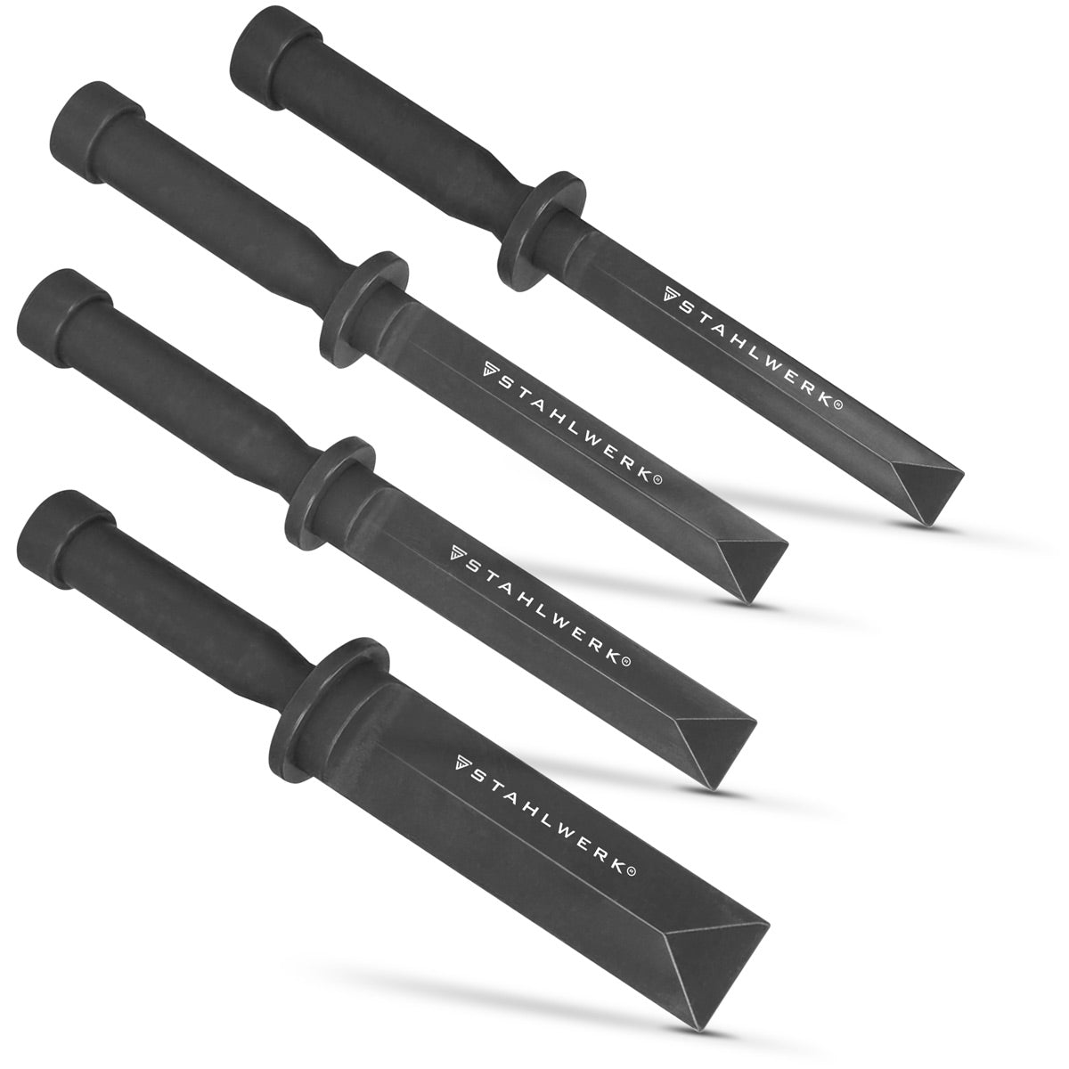 STAHLWERK 4-teiliges Kunststoff-Meissel und Schaber-Set 18-35 mm | Entfernt schonend Auswuchtgewichte, Klebereste, Dichtungen oder Zierleisten | Ergonomisch und materialschonend für Kfz und Handwerk