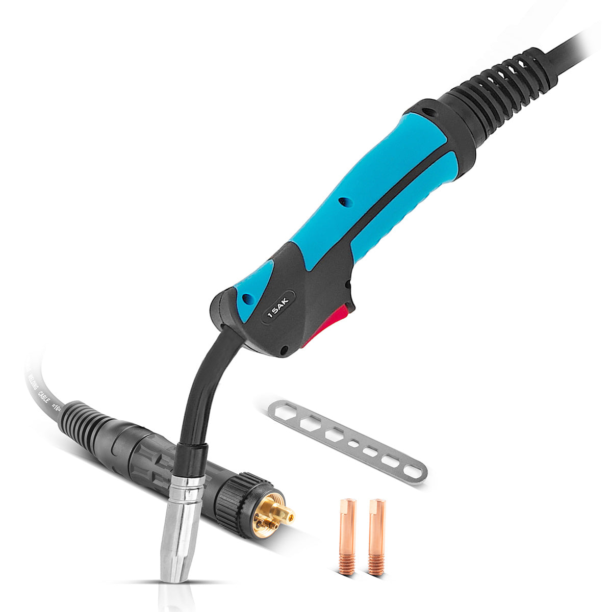 Torche de soudage STAHLWERK AK15 avec paquet de tuyaux de 3 mètres | Accessoires de soudage professionnels pour postes de soudage à gaz inerte MIG/MAG avec connexion centrale Euro | Pistolet de soudage MIG/MAG refroidi par air 180 ampères