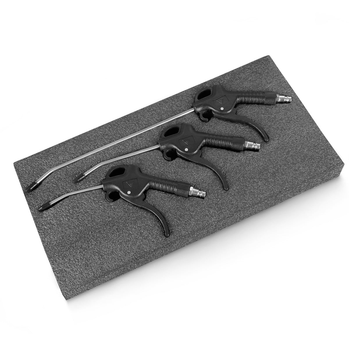 STAHLWERK Kit de 3 soufflettes à air comprimé | Longueurs de buses 100, 150 et 300 mm | Pression de service 6 bars | Raccord 1/4" | Pistolet de nettoyage à air comprimé ergonomique pour ateliers automobiles et artisanat