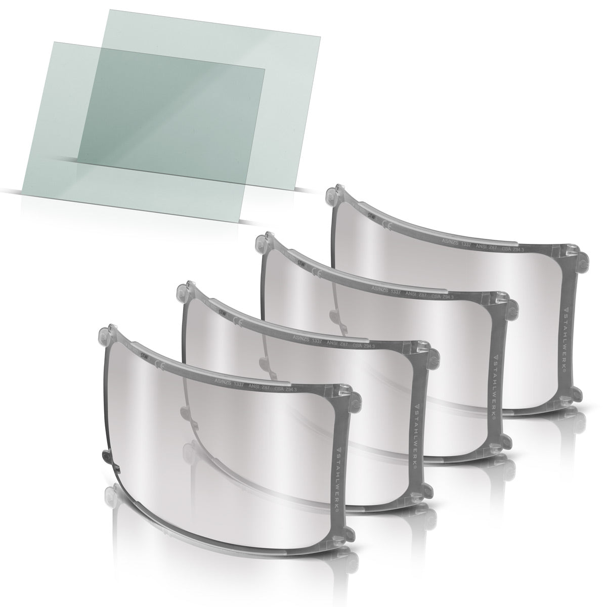 STAHLWERK welding helmet replacement lenses set of 6 replacement lenses inside and outside Welding protection glass | Visor lens | Protective glasses EN ISO 16321 for fully automatic welding helmet RAPTOR