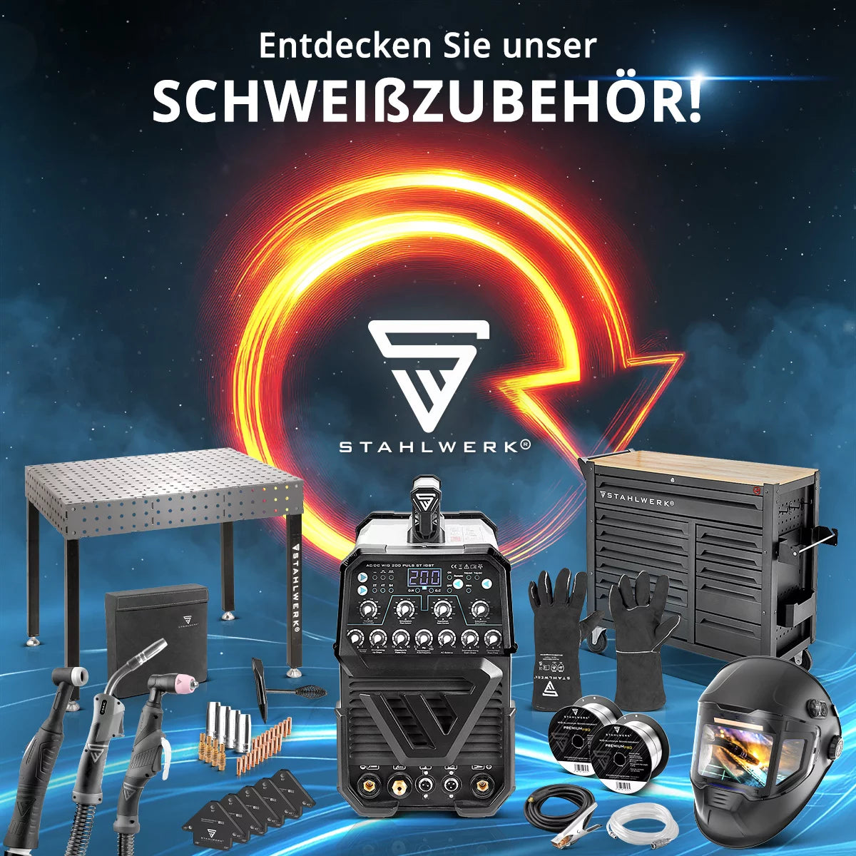 STAHLWERK AC/DC WIG 200 ST IGBT Vollausstattung, Kombi Schweißgerät mit 200 Ampere WIG MMA, Aluminium schweißen