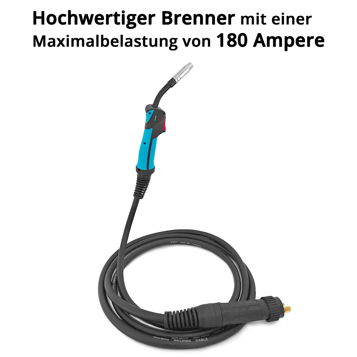 STAHLWERK AK15 welding torch including 3 meter hose package | Professional welding accessories for MIG/MAG inert gas welding machines with Euro central connection | Air-cooled MIG/MAG welding gun 180 amps