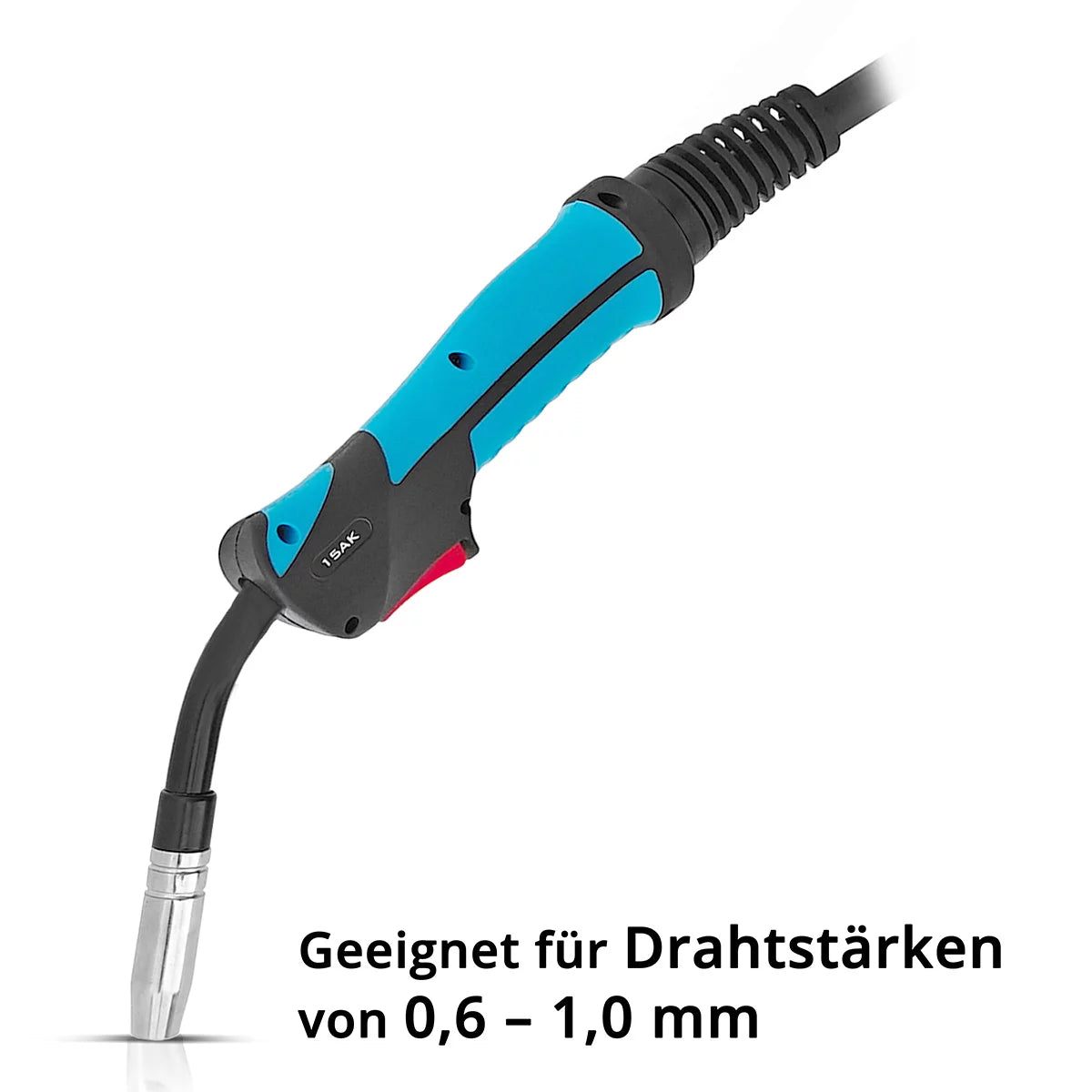 Torche de soudage STAHLWERK AK15 avec paquet de tuyaux de 3 mètres | Accessoires de soudage professionnels pour postes de soudage à gaz inerte MIG/MAG avec connexion centrale Euro | Pistolet de soudage MIG/MAG refroidi par air 180 ampères