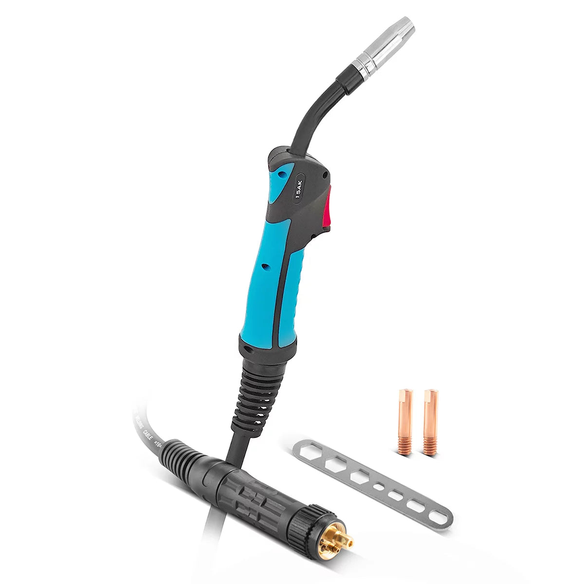 Torche de soudage STAHLWERK AK15 avec paquet de tuyaux de 3 mètres | Accessoires de soudage professionnels pour postes de soudage à gaz inerte MIG/MAG avec connexion centrale Euro | Pistolet de soudage MIG/MAG refroidi par air 180 ampères