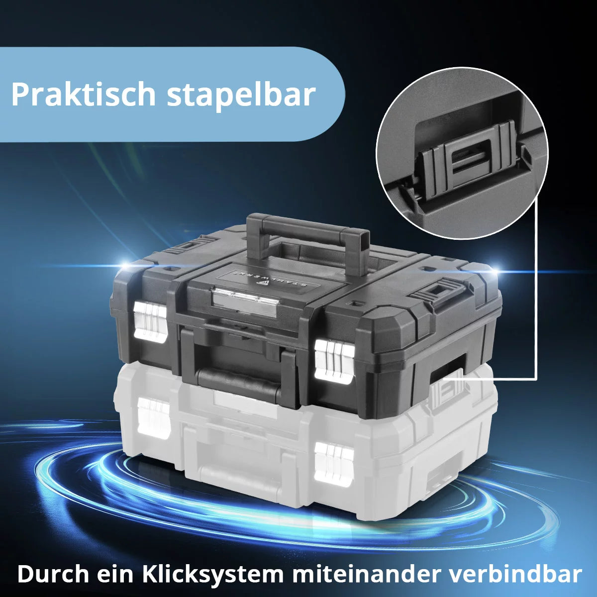Clé à chocs rotative sans fil STAHLWERK ADS-880 ST | Système 20 volts | Technologie sans balais | Clé à chocs sans fil avec 880 Nm | Support ½" pouces | Comprend 4 douilles de protection 17-22 mm | Batterie et chargeur