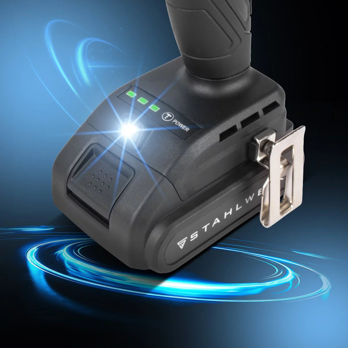 Llave de impacto a batería STAHLWERK ADS-190 ST | sistema de 20 voltios | Destornillador inalámbrico con tecnología sin escobillas | Llave de impacto rotativa 190 Nm | Incluye batería y cargador | Portapuntas hexagonal de 1/4"