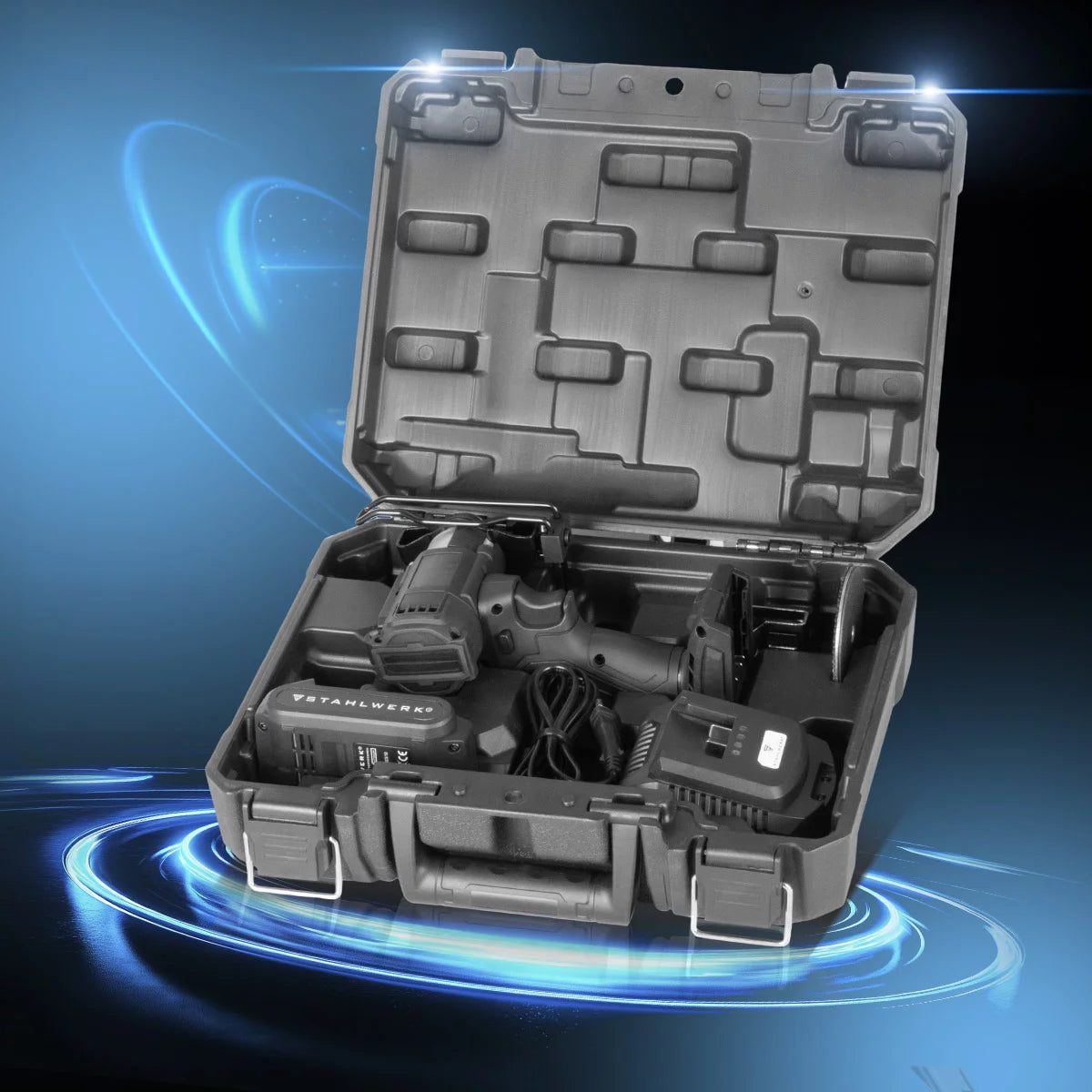 STAHLWERK Mini-Akku-Winkelschleifer MAW-20 ST mit 2000 mAh Akku | Handwinkelschleifer zum Schneiden von Metall, Fliesen und Holz | Elektrische Minisäge mit Brushless-Technologie