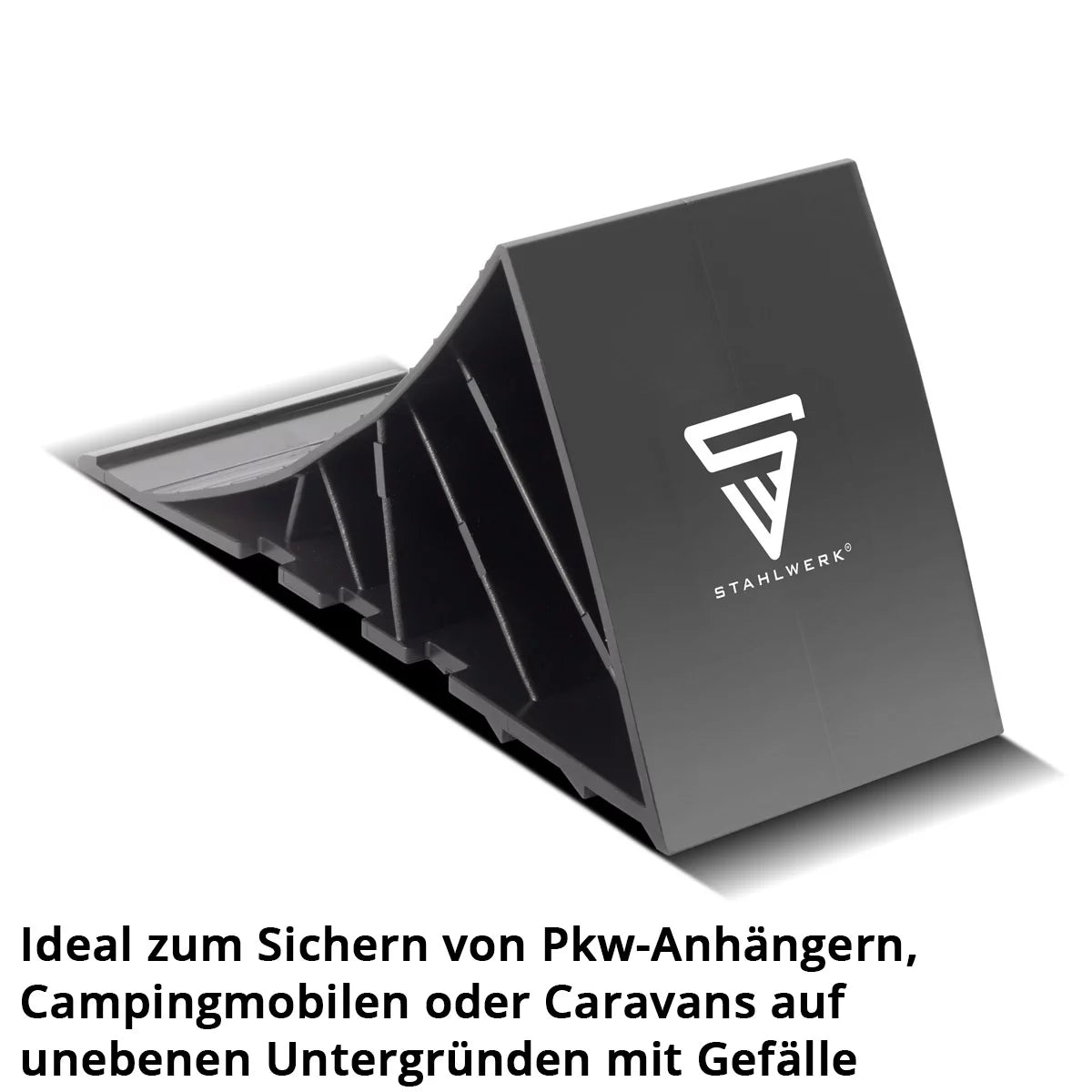 STAHLWERK Unterlegkeile mit Halterung GT-01 ST 4er Set bis 1,5 t Achslast Bremskeil | Hemmschuh | Radkeil | Radvorleger für Pkw Anhänger, Wohnmobil, Wohnwagen oder Caravan