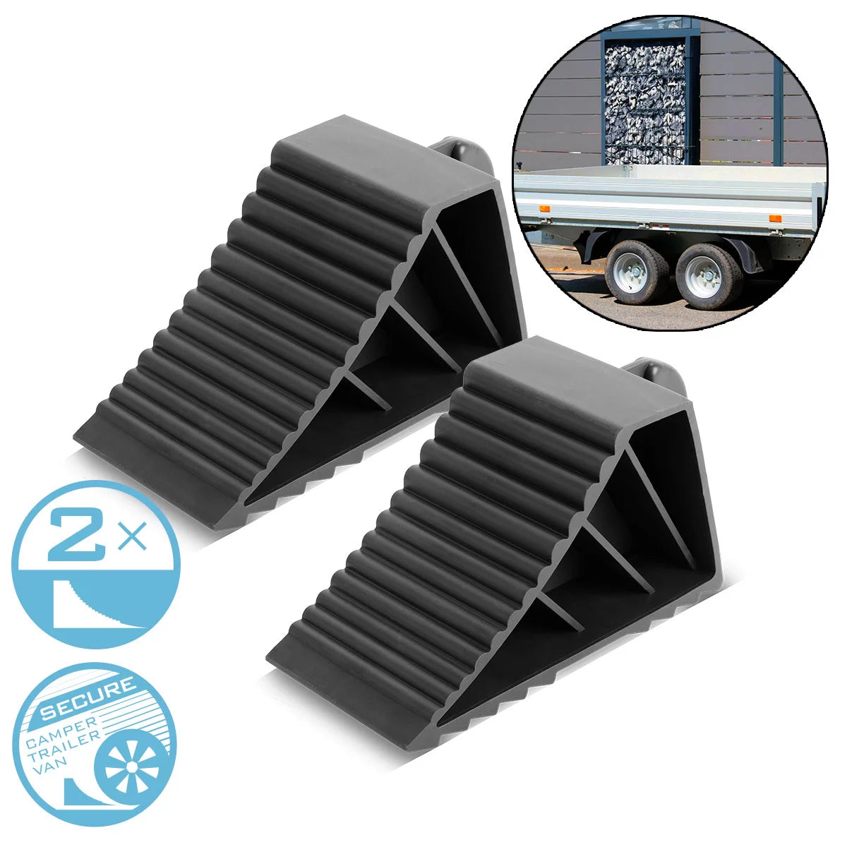 STAHLWERK wheel chocks GT-02 ST set of 2 up to 1.5 t axle load brake chock | stumbling block | Wheel chock | Wheel chocks for car trailers, motorhomes, caravans or caravans