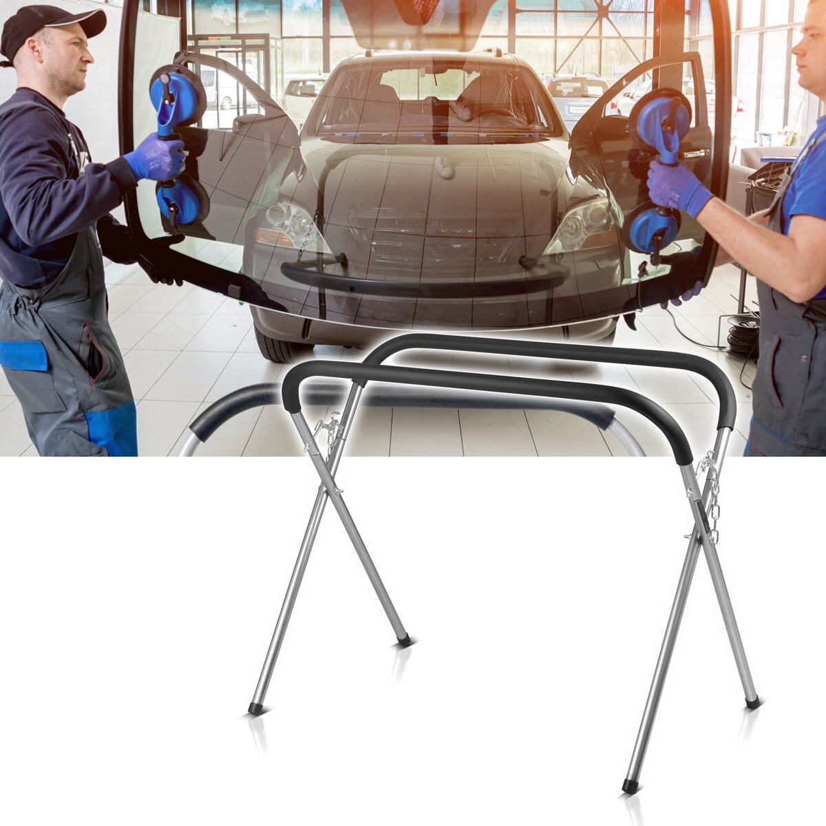Steelworks de trabajadores portátiles TASP-220 ST | Soporte de disco de protección del viento plegable | Stable Repair Stand de acero con espuma PU | Discock | Reparación de coche | Reparación de vehículos motorizados | Hasta 220 kg de capacidad de carga