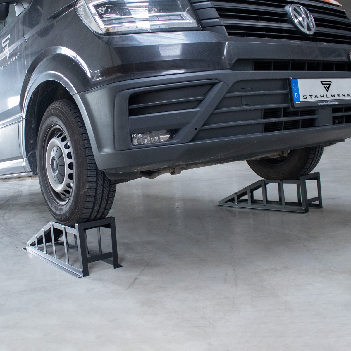 STAHLWERK Auffahrrampe GT-14 ST 2er Set mit 2 Tonnen Tragkraft Auffahrbock | Auto-Rampe | Pkw-Rampe | Kfz-Bock