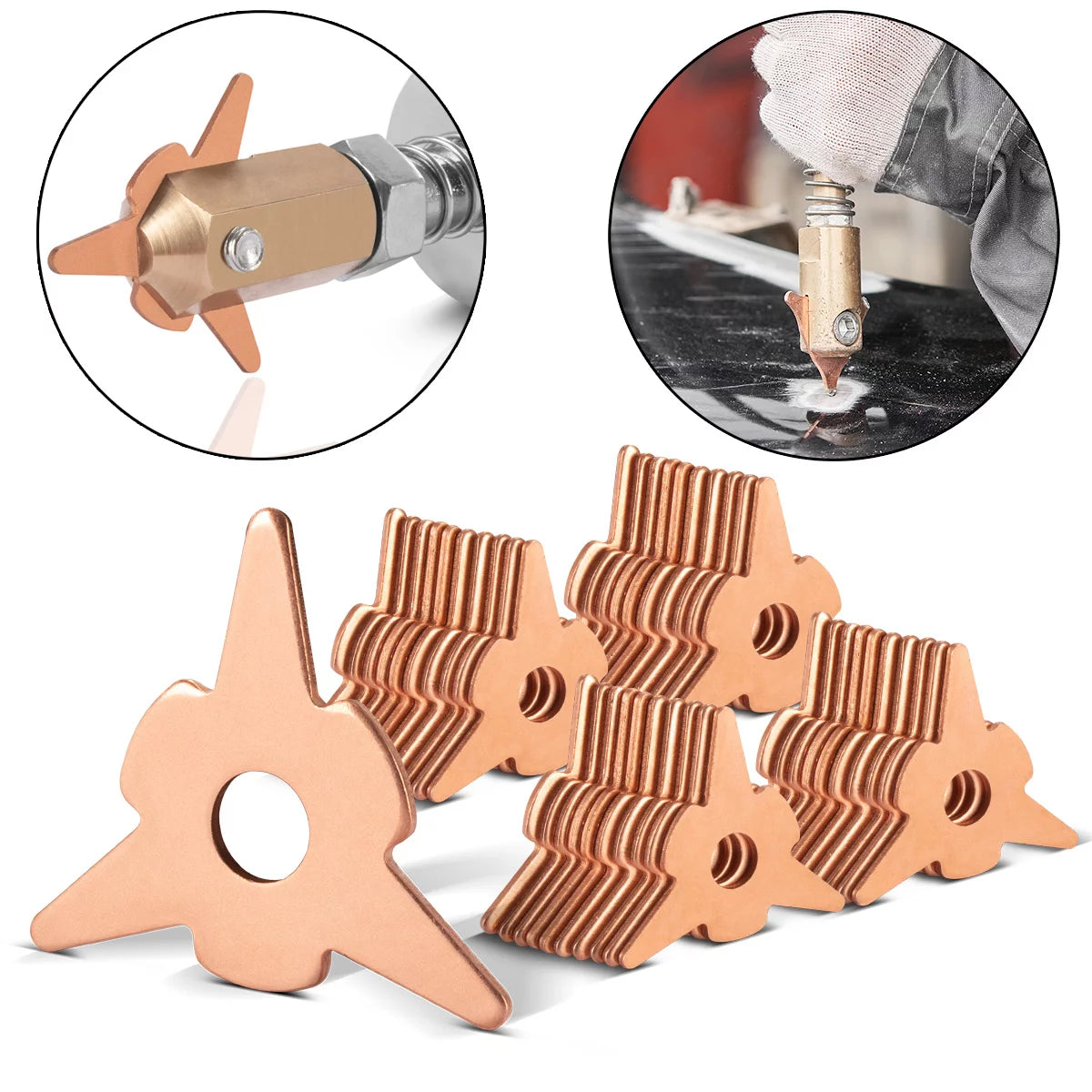 STAHLWERK Ausbeulsterne 40er Set, Smart Repair Zubehör für Ausbeulspotter / Dellenlifter / Punktschweissgerät / Ausbeulwerkzeug zur professionellen Reparatur von Kfz Karosserien