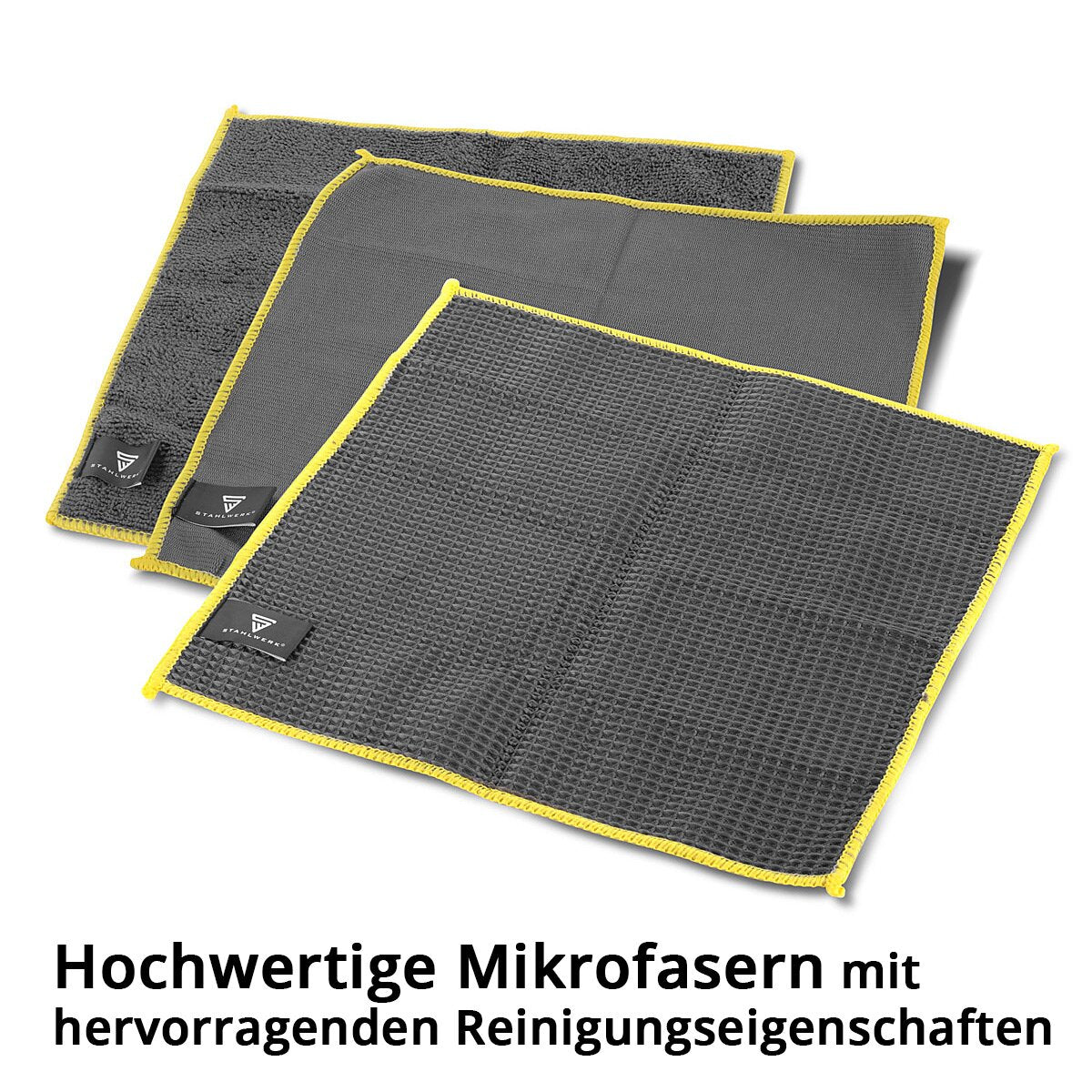 Conjunto de limpieza de autor de Stahlwerk Set de 9 partes. Conjunto de preparación | Conjunto de lavado automático | Detallado Conjunto con tela de microfibra, pincel de borde, guante de lavado, esponja y almohadillas de aplicador