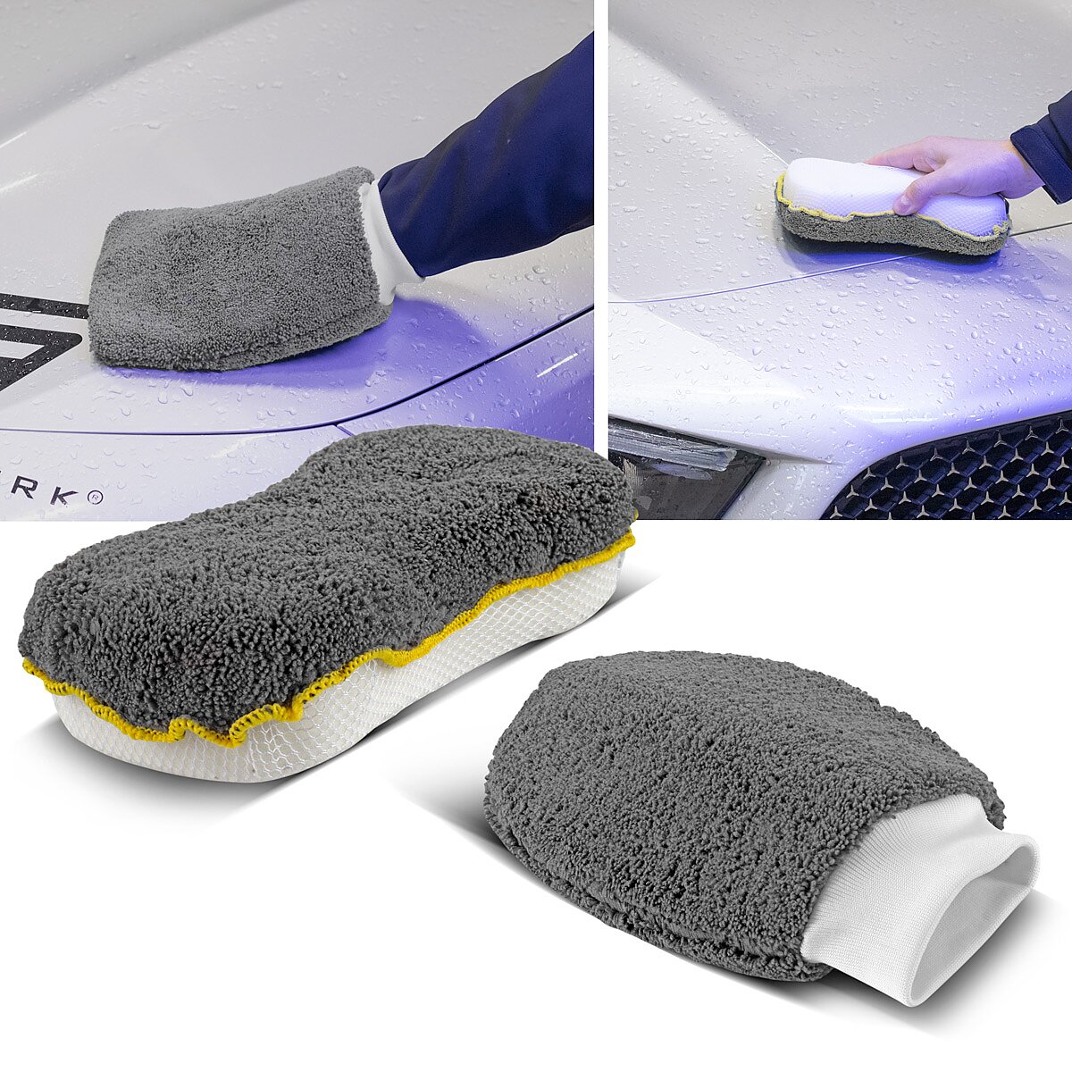 Conjunto de limpieza de autor de Stahlwerk Set de 9 partes. Conjunto de preparación | Conjunto de lavado automático | Detallado Conjunto con tela de microfibra, pincel de borde, guante de lavado, esponja y almohadillas de aplicador