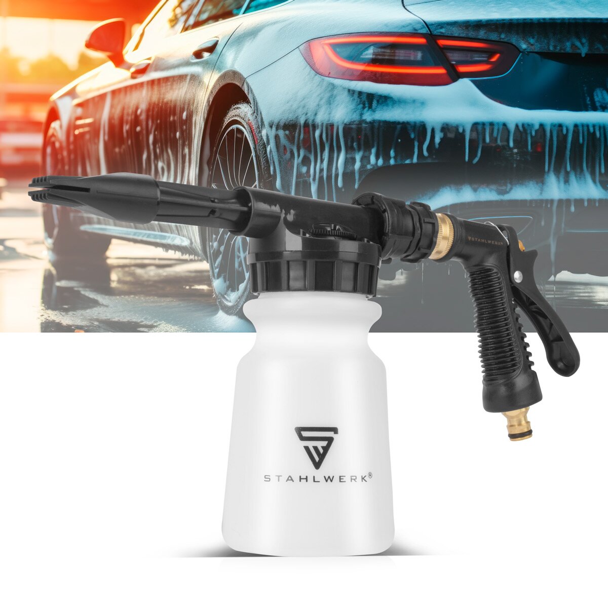 SCAEGLIAMENTO AUTOUZASCH SPAMA SPAGNA RP-91 ST con contenitore rimovibile per agenti di pulizia nel set con 1 litro di detergenti universali, spazzole di dettaglio, asciugamani bagnati per auto e microfibra